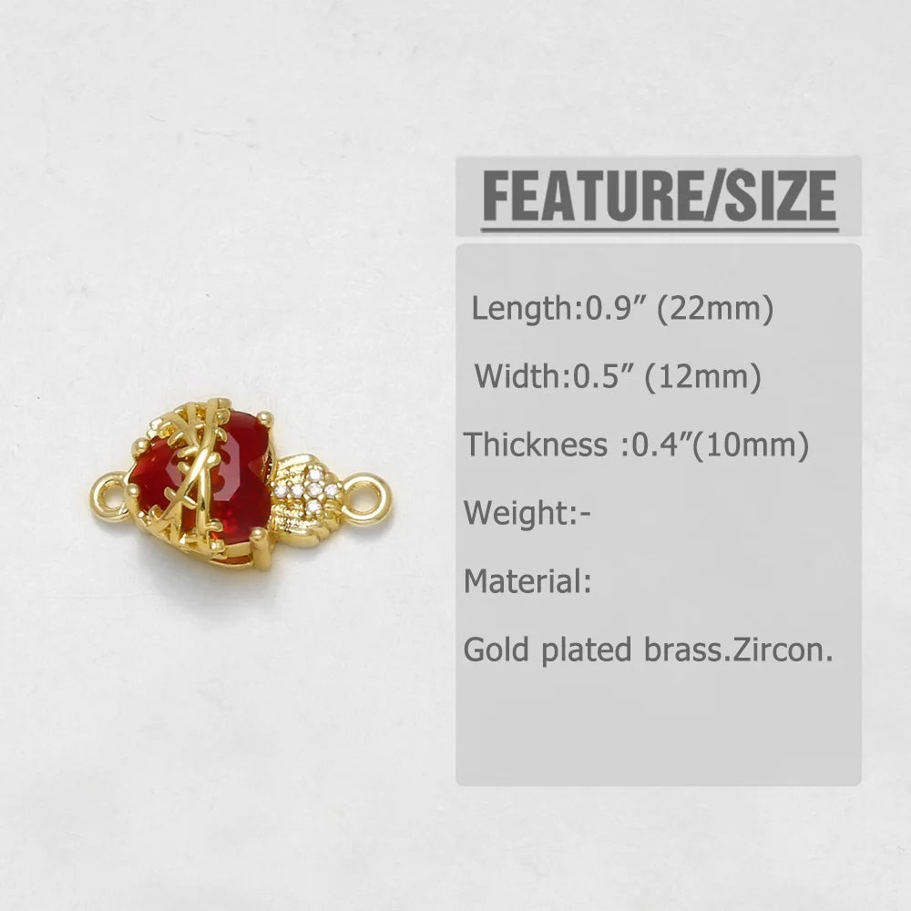 18K Gold Plated Virgin Mary Red Heart Double Loop Bracelet Charms Wholesale chma675