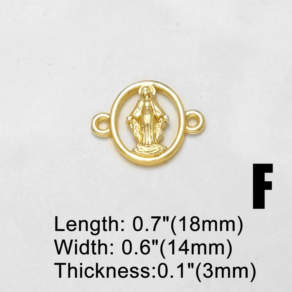 18K Gold Plated Virgin Mary Red Heart Double Loop Bracelet Charms Wholesale chma675