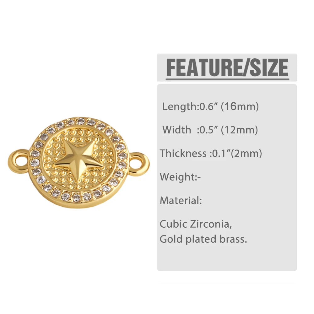 18K Gold Plated Religious Cross Virgin Mary Heart Bracelet Connector Charms chma586