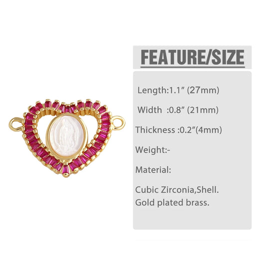 Gold Plated Zircon Virgin Mary Charms for Bracelet Making chma570