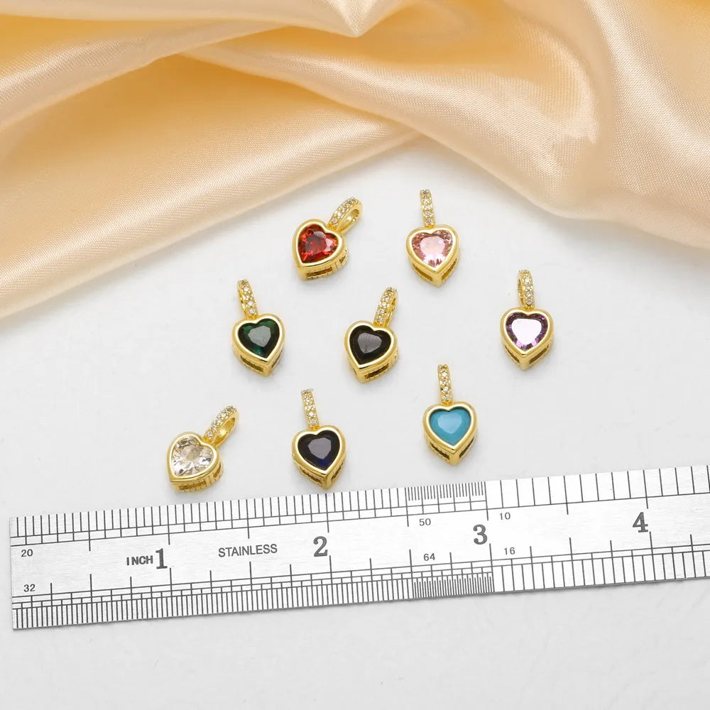 18K Gold Plated Zircon Heart Pendant Charms for DIY Necklace Bracelet Wholesale pdtc058