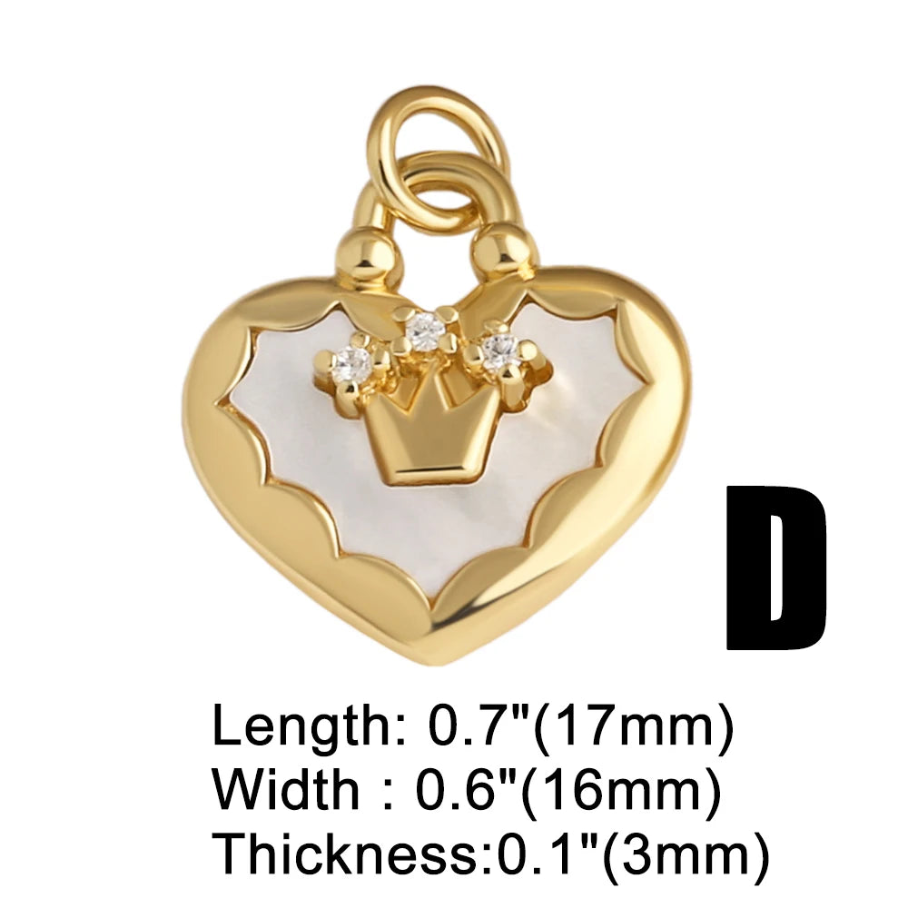 18K Gold Plated Natural Shell Charms Zircon Flower Pendants Wholesale chma585