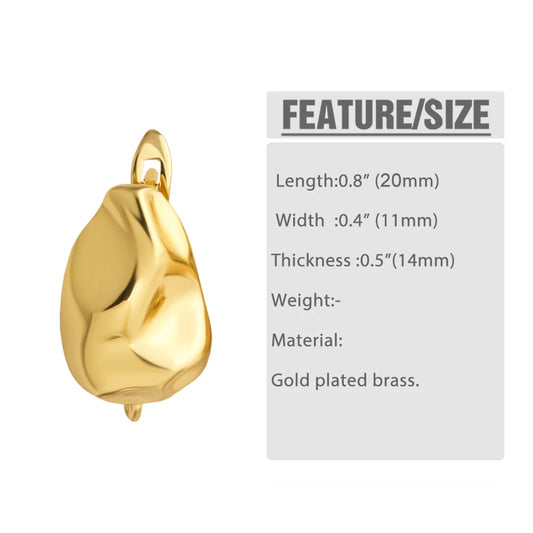 18K Gold Plated Irregular Teardrop Leverback Earring Findings for DIY Jewelry erha133