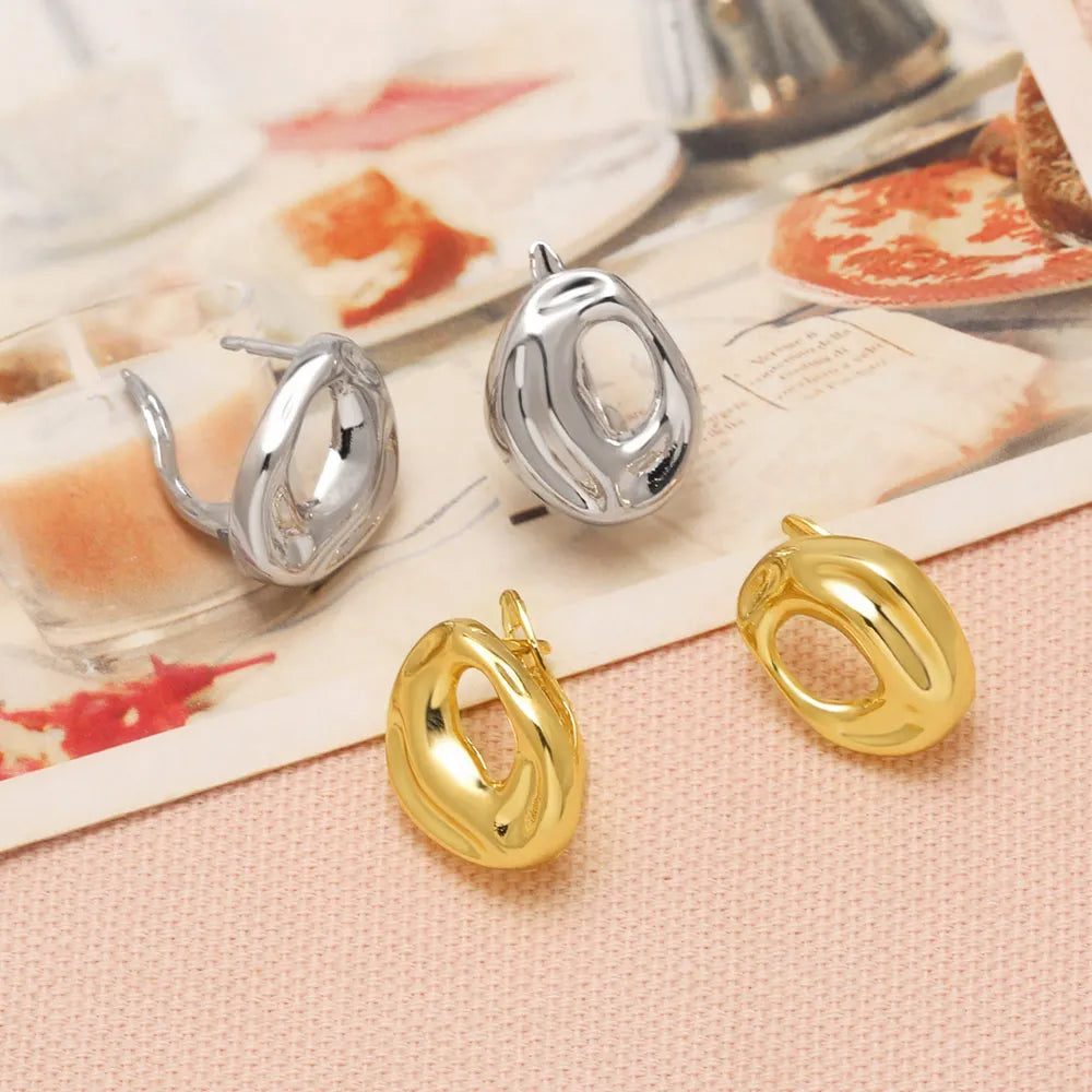 18K Gold Plated Brass Irregular Hollow Leverback Earring Hooks, Chunky Geometric Earring Clasps Findings for DIY Jewelry Wholesale erha131