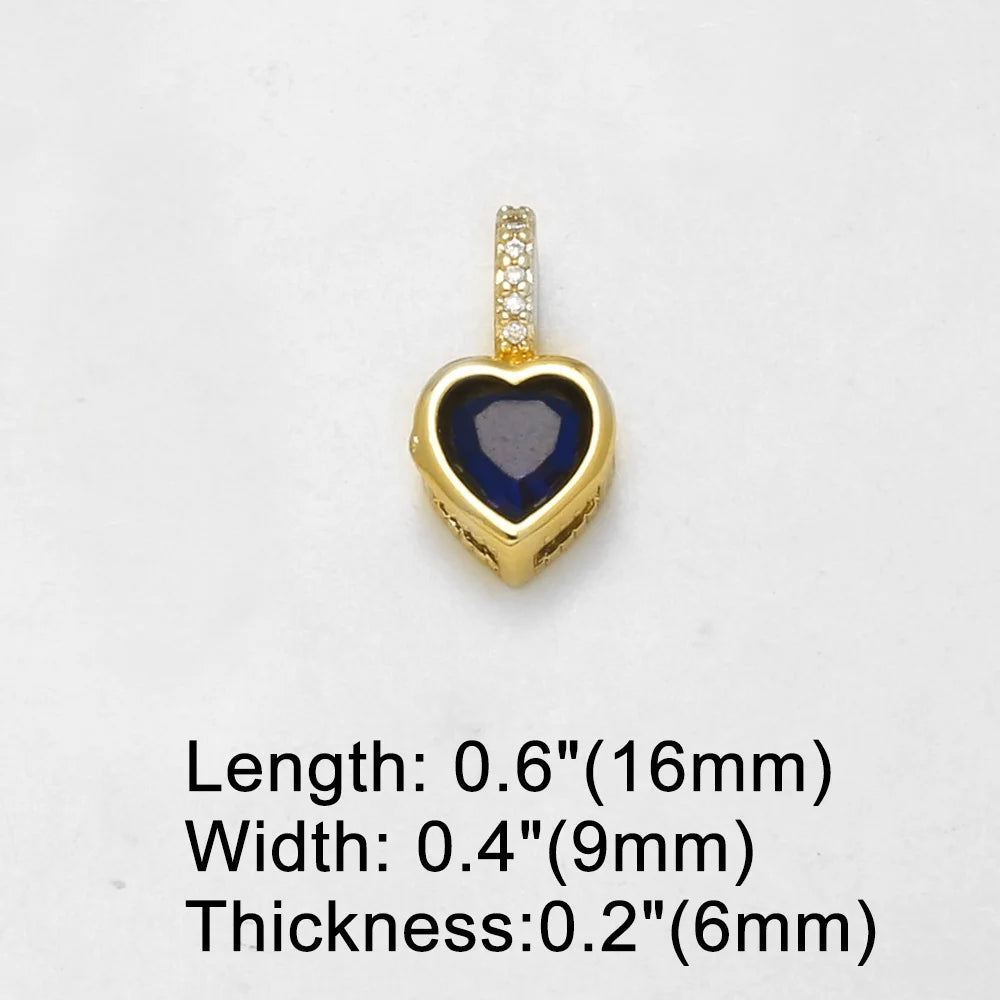 18K Gold Plated Zircon Heart Pendant Charms for DIY Necklace Bracelet Wholesale pdtc058