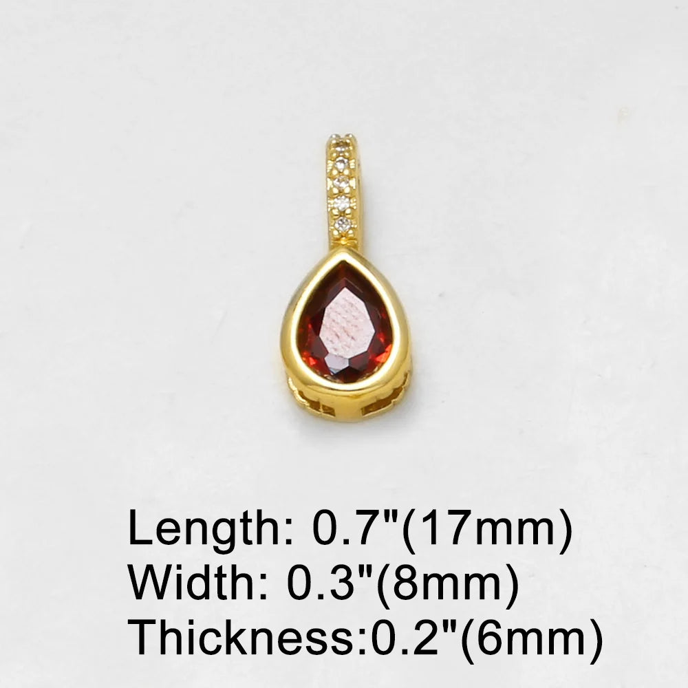 18K Gold Plated Teardrop Zircon Pendant Charms for DIY Jewelry Making Wholesale pdtc056