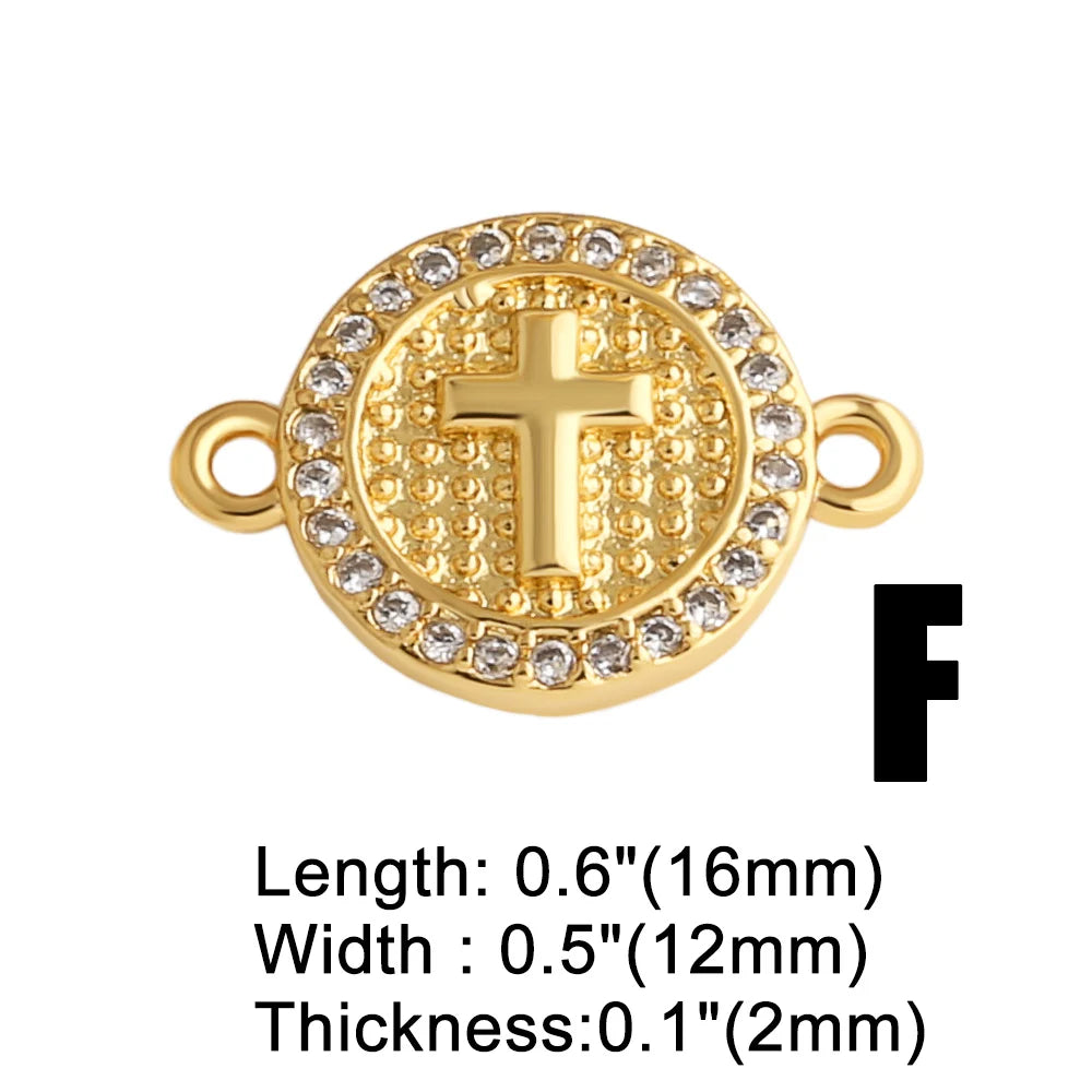 18K Gold Plated Religious Cross Virgin Mary Heart Bracelet Connector Charms chma586