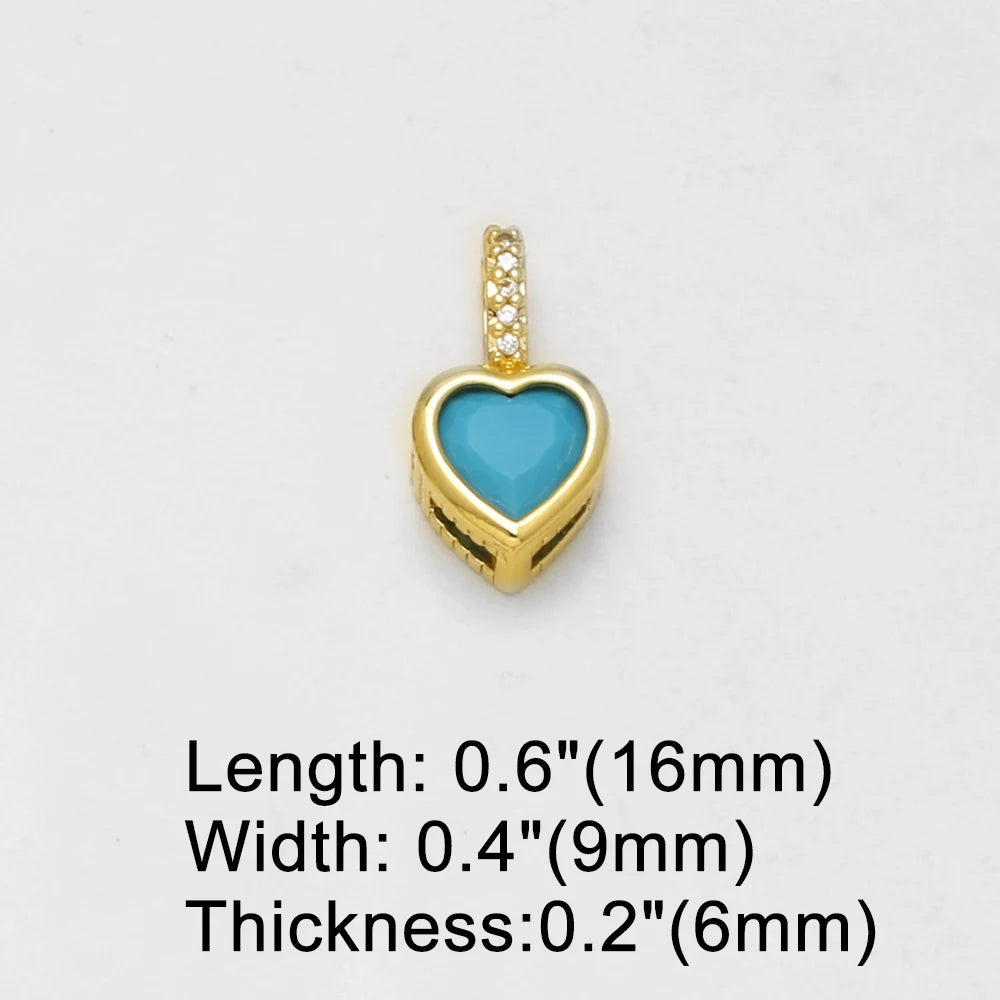18K Gold Plated Zircon Heart Pendant Charms for DIY Necklace Bracelet Wholesale pdtc058