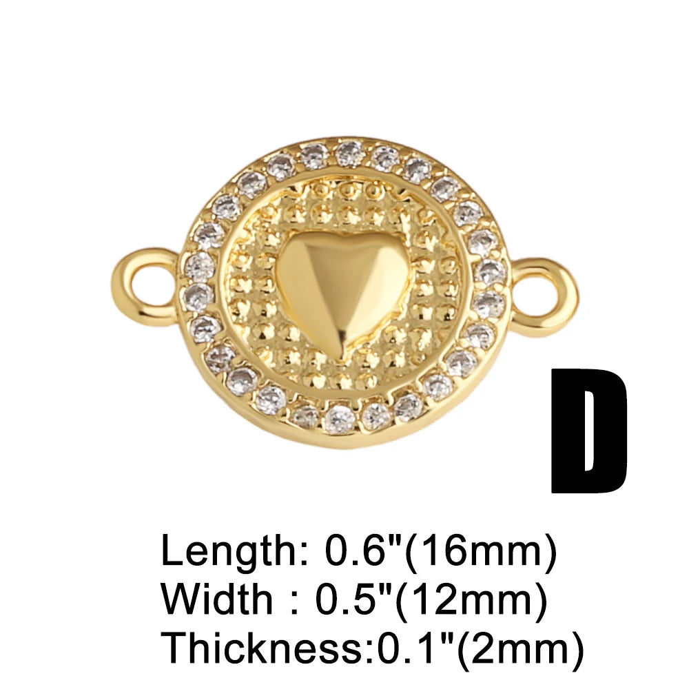 18K Gold Plated Religious Cross Virgin Mary Heart Bracelet Connector Charms chma586