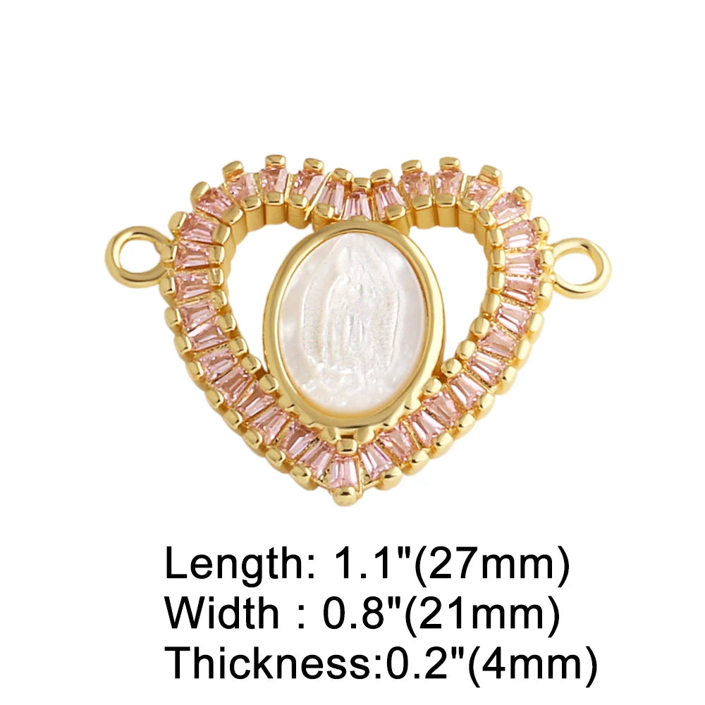 Gold Plated Zircon Virgin Mary Charms for Bracelet Making chma570