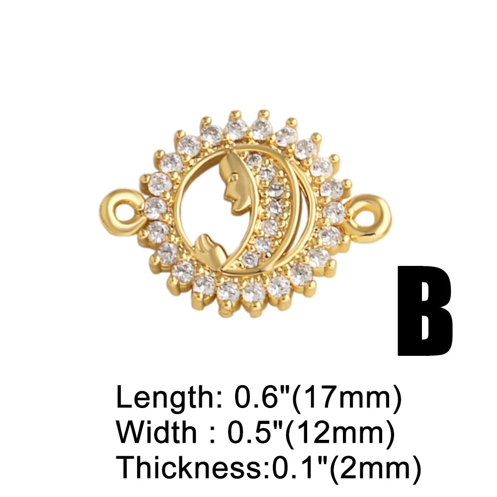 Gold Plated Hollow Virgin Mary Cross Double Loop Bracelet Connector Charms chma588