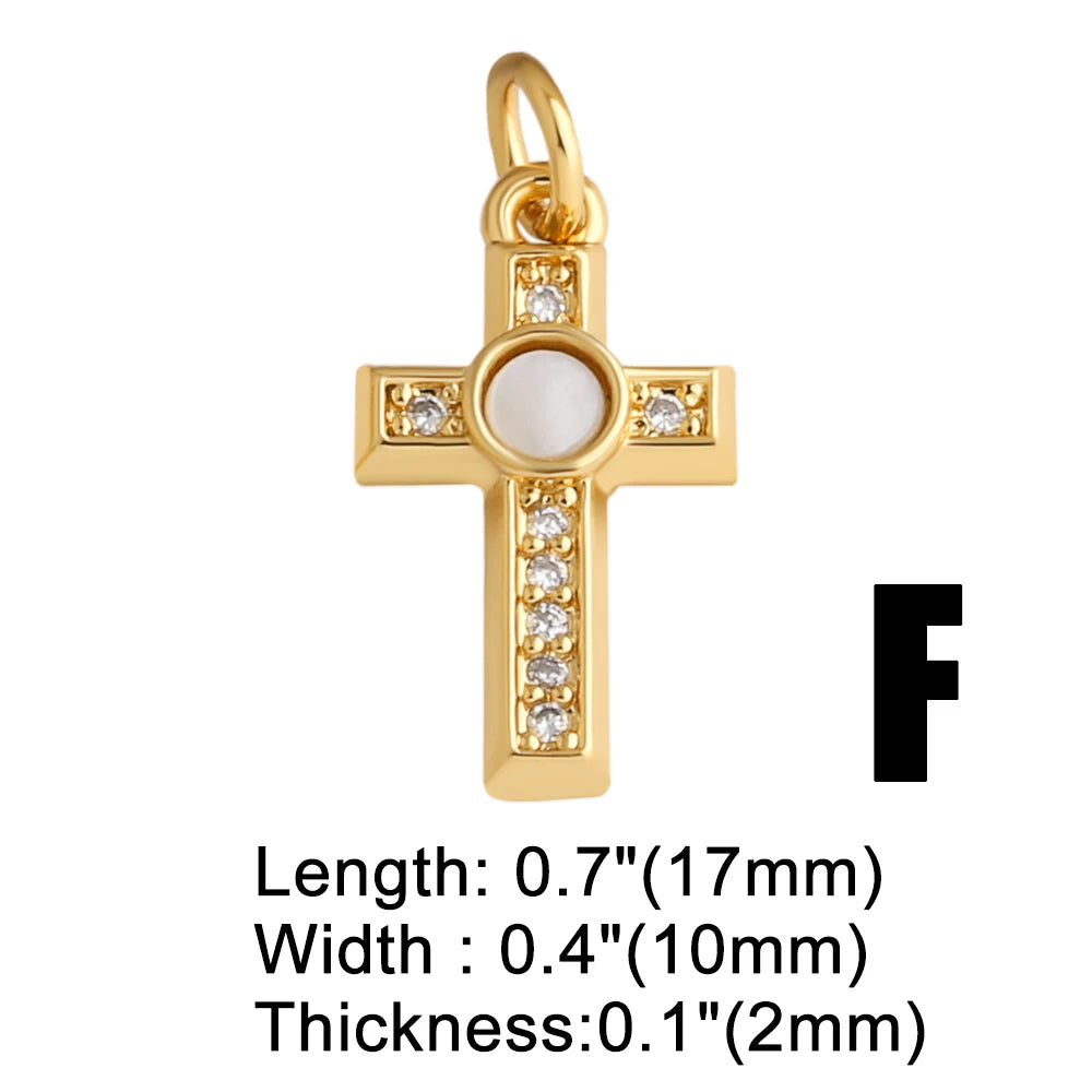 18K Gold Plated Mini Zircon Virgin Mary Cross Heart Pendants for DIY Jewelry chma581