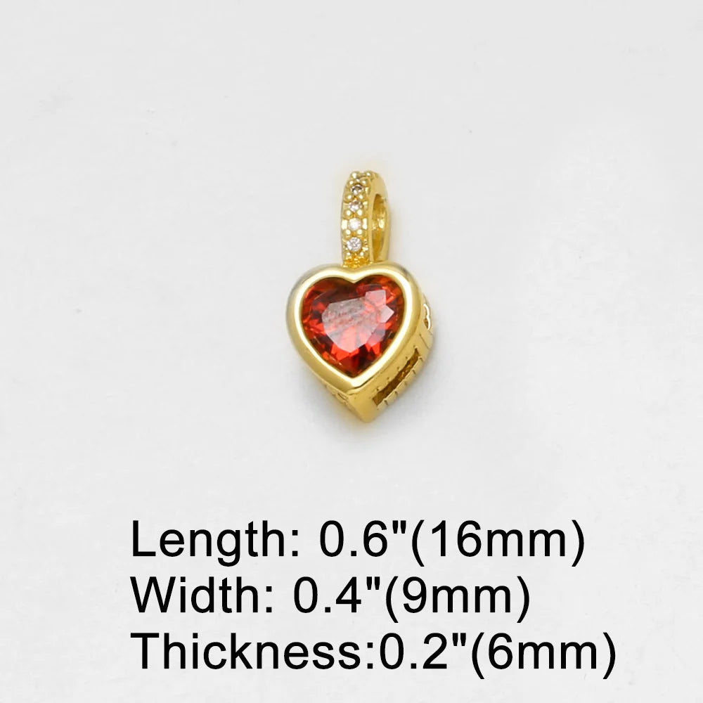 18K Gold Plated Zircon Heart Pendant Charms for DIY Necklace Bracelet Wholesale pdtc058