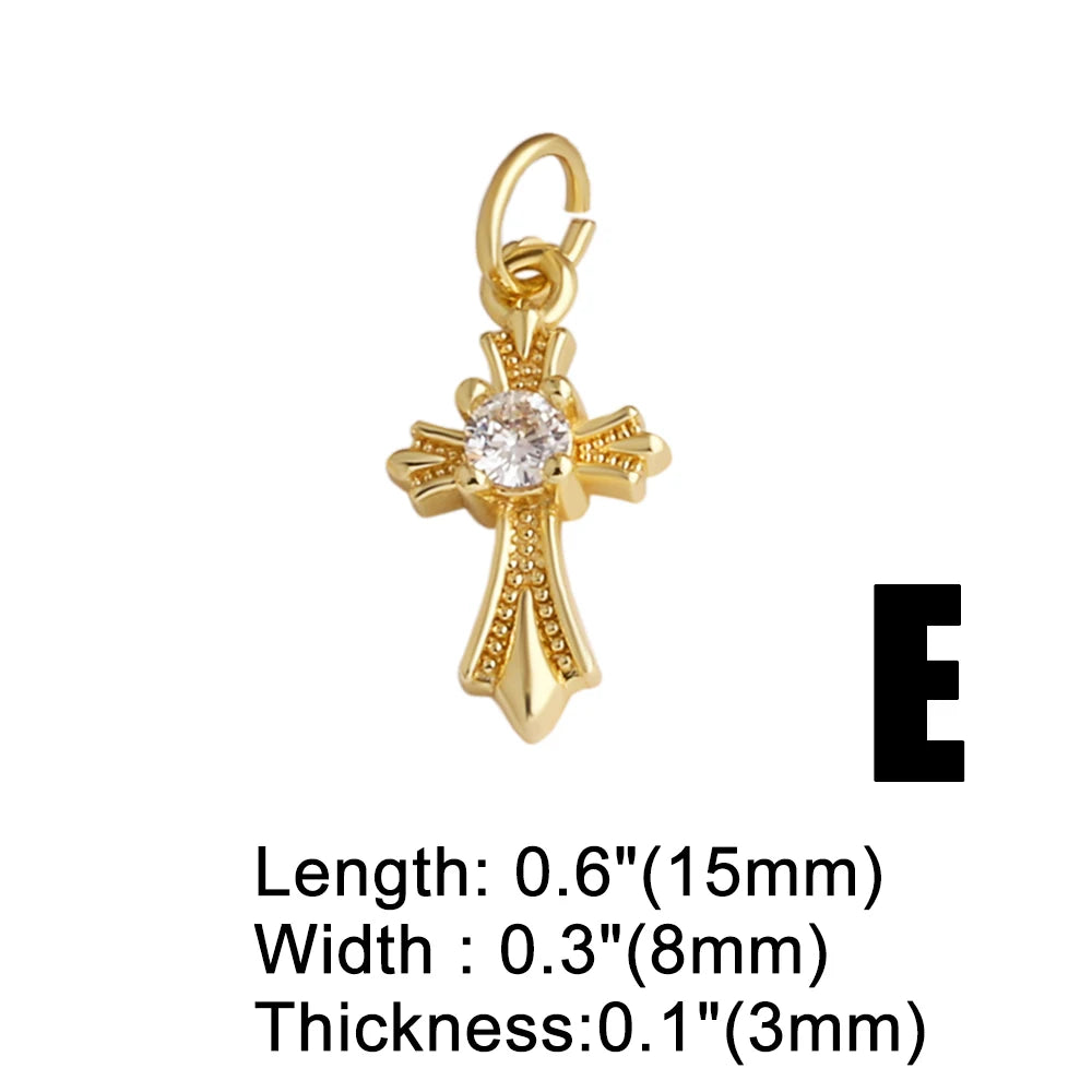 18K Gold Plated Mini Zircon Cross Pendants for Jewelry Making chma571