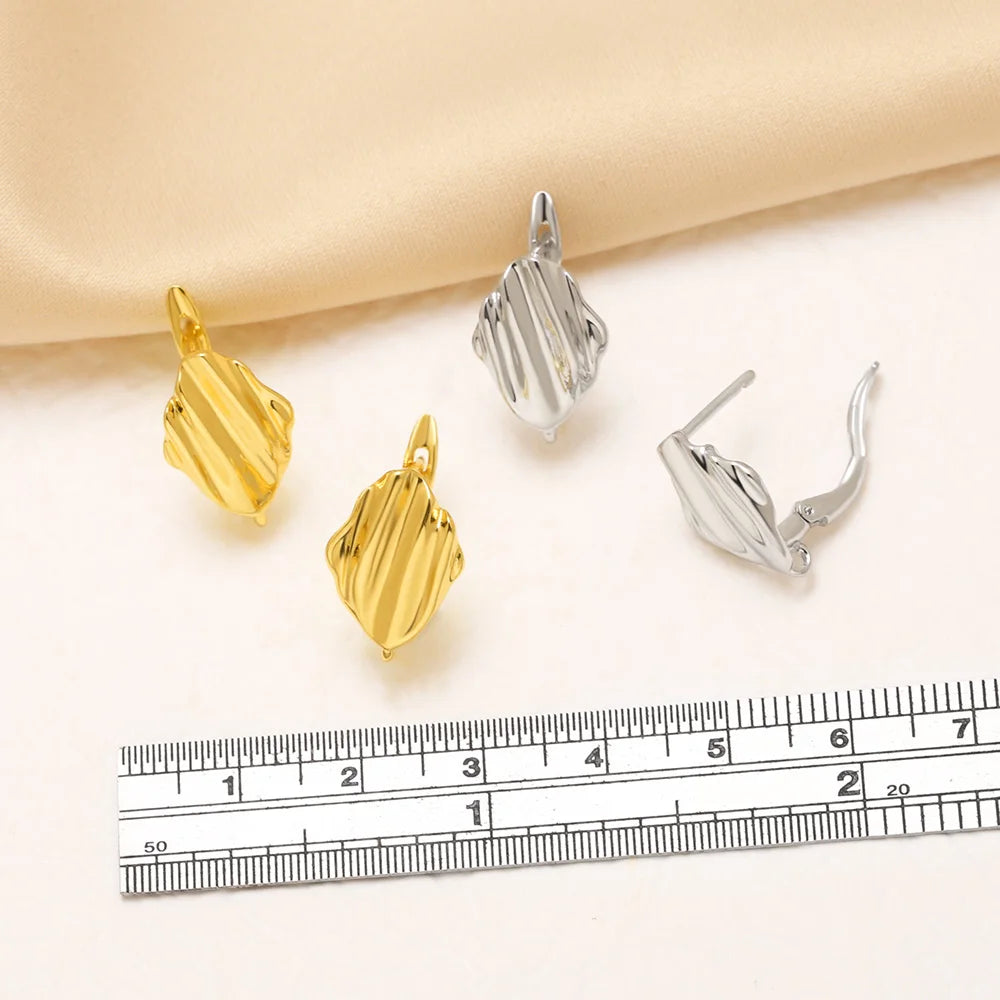18K Gold Plated Textured Rhombus Leverback Earring Findings for DIY Jewelry Wholesale erha132