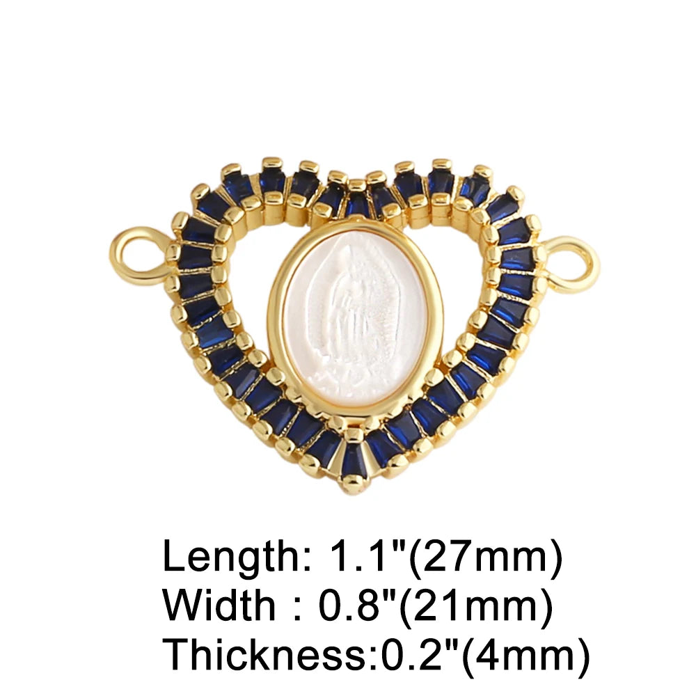 Gold Plated Zircon Virgin Mary Charms for Bracelet Making chma570