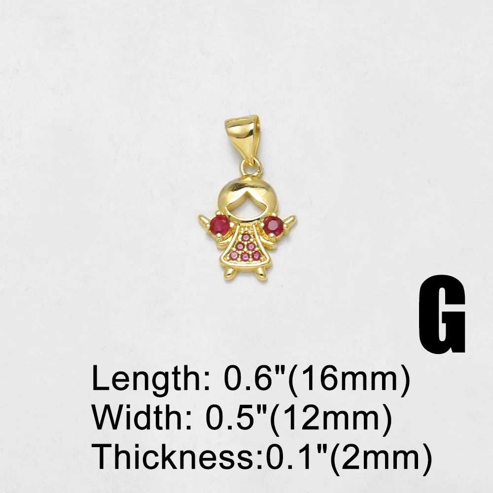18K Gold Plated Boy Girl Pendant Charms for Couple Jewelry Making Wholesale chma654