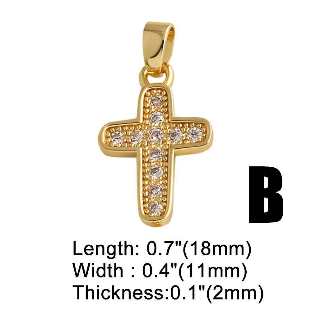 18K Gold Plated Mini Zircon Cross Pendants for Jewelry Making chma571