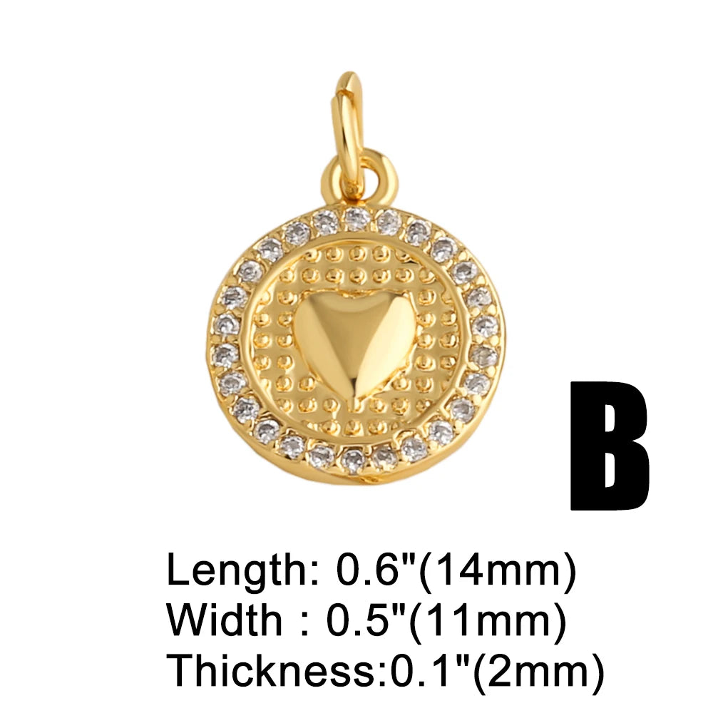 18K Gold Plated Mini Zircon Virgin Mary Cross Heart Pendants for DIY Jewelry chma581