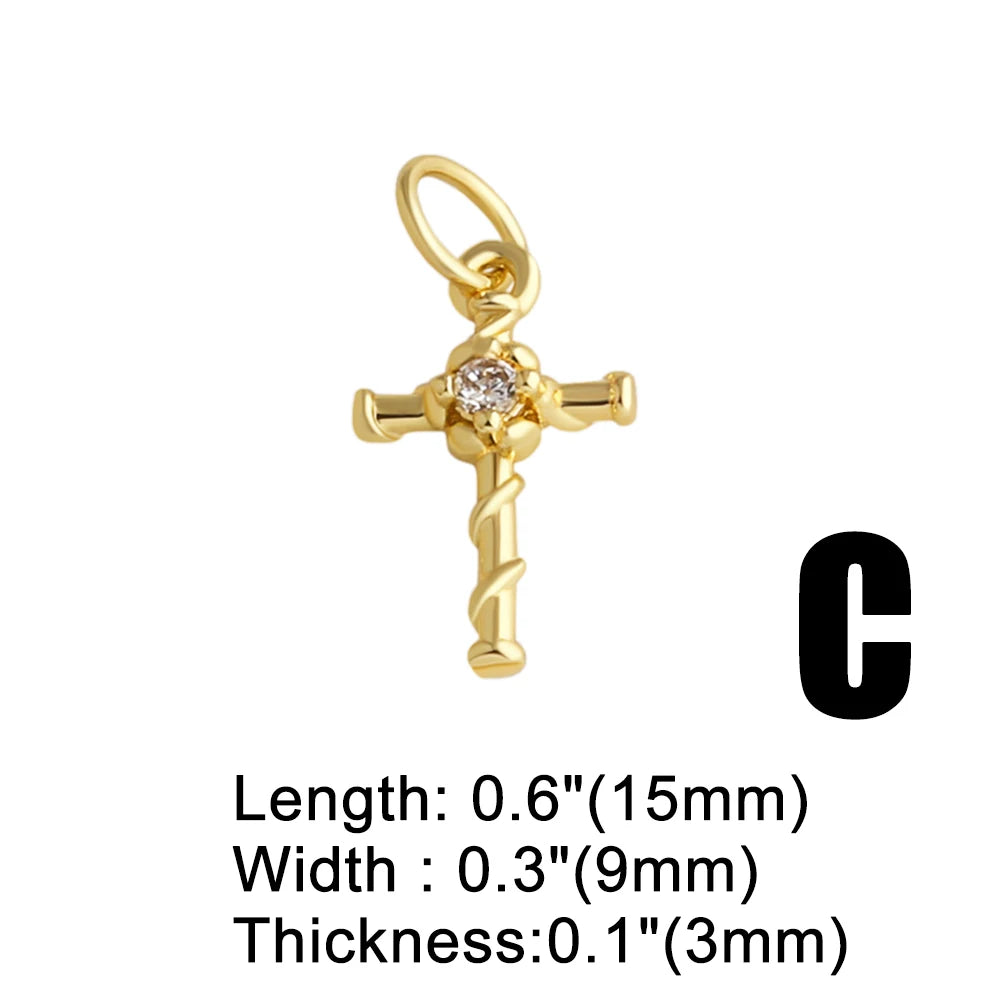 18K Gold Plated Mini Zircon Cross Pendants for Jewelry Making chma571