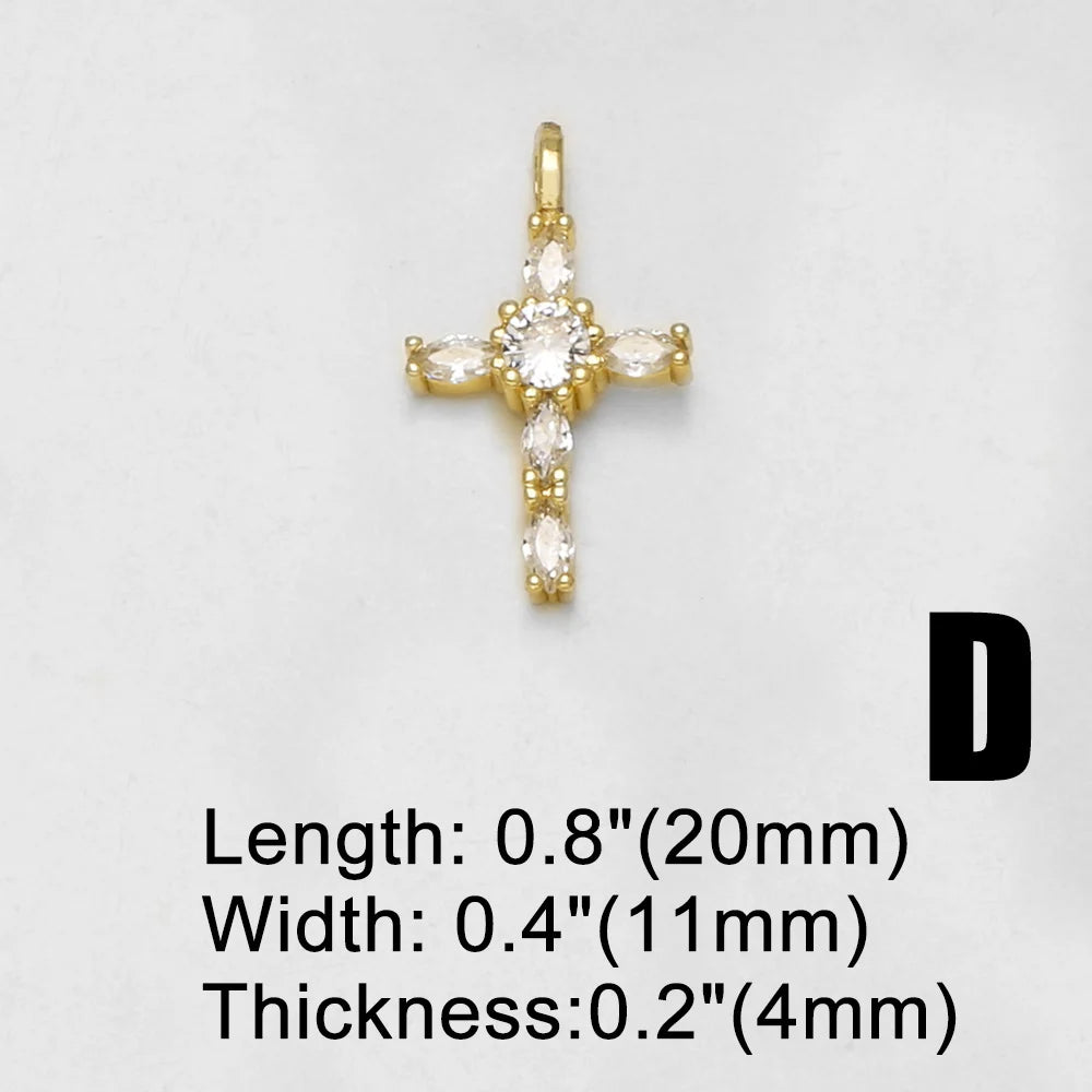 18K Gold Plated Mini Zircon Cross Pendant Charms for Religious Jewelry Wholesale chma646