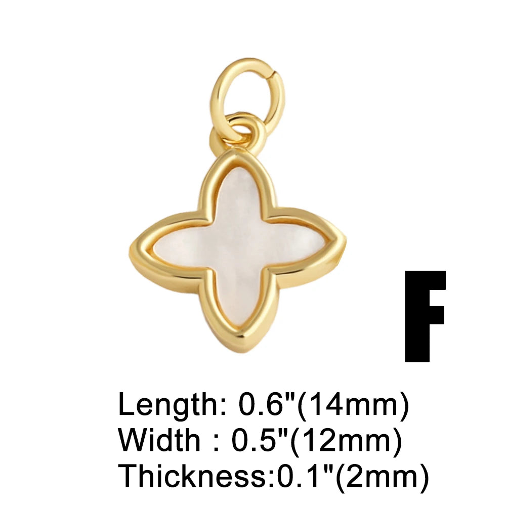 18K Gold Plated Natural Shell Charms Zircon Flower Pendants Wholesale chma585