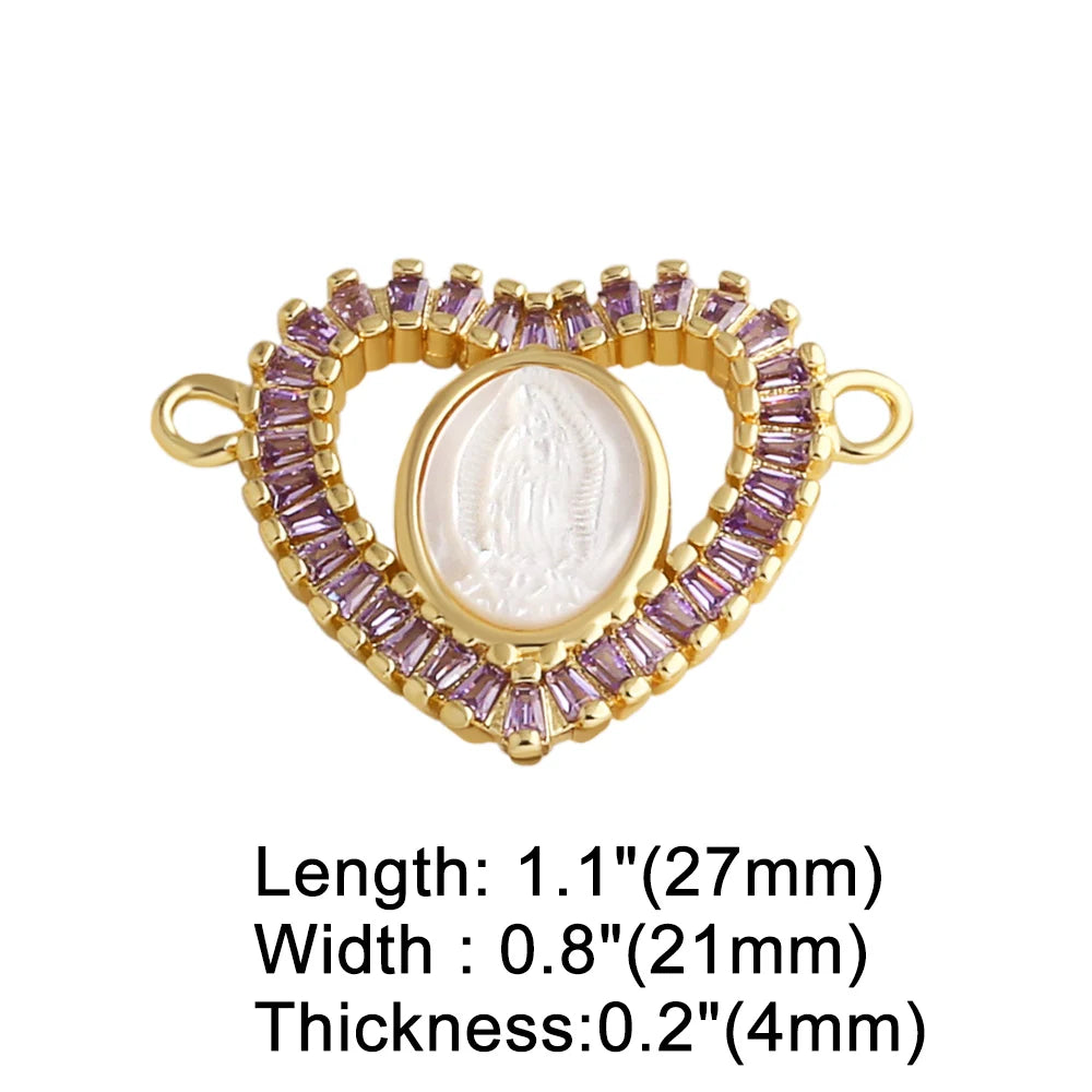Gold Plated Zircon Virgin Mary Charms for Bracelet Making chma570