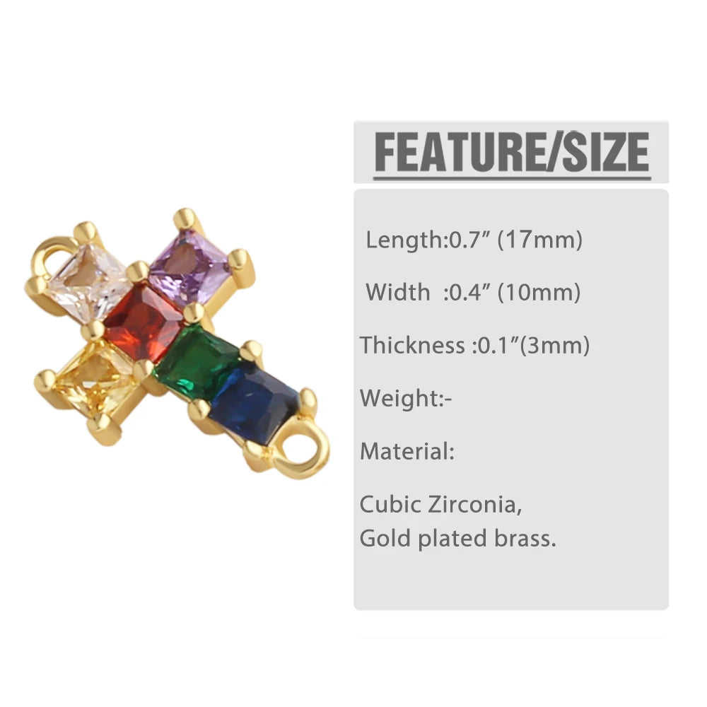 Gold Plated Hollow Virgin Mary Cross Double Loop Bracelet Connector Charms chma588