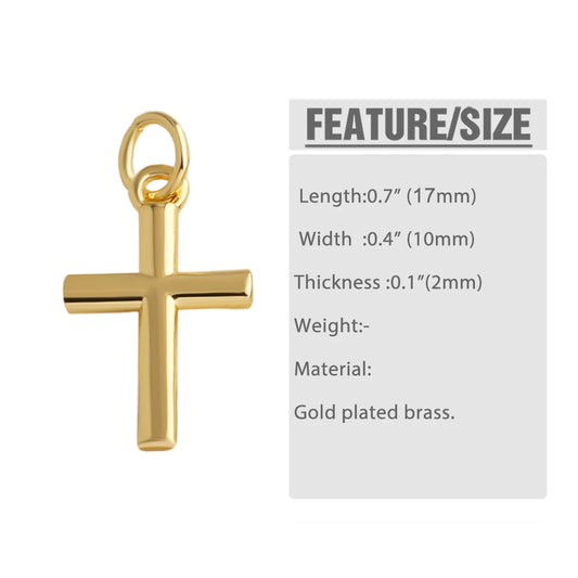 18K Gold Plated Mini Zircon Cross Pendants for Jewelry Making chma571
