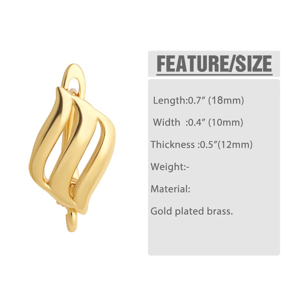 Gold Plated Curved Flame Wave Leverback Earring Findings for DIY Jewelry Wholesale erha137