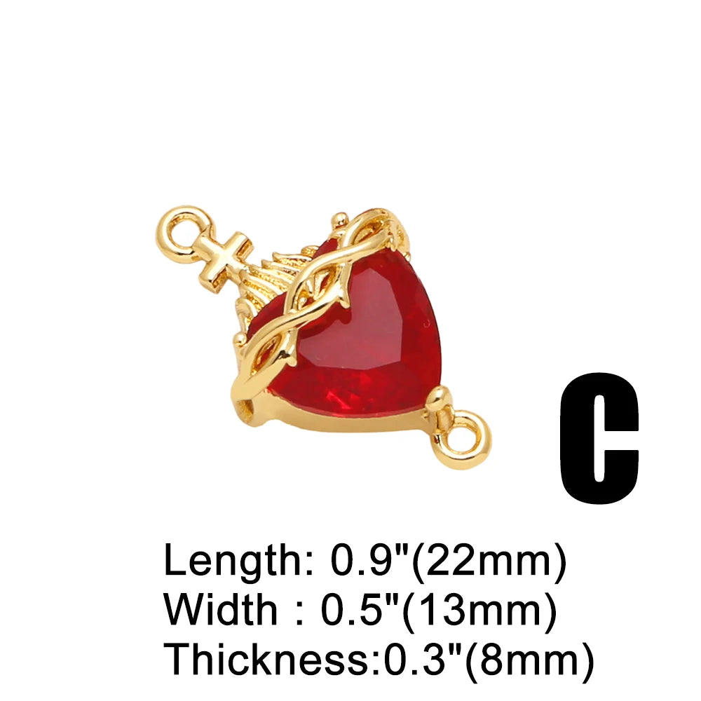 Gold Sacred Heart Charms for Bracelet Making Wholesale chma344