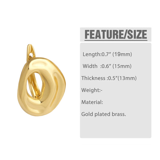 18K Gold Plated Brass Irregular Hollow Leverback Earring Hooks, Chunky Geometric Earring Clasps Findings for DIY Jewelry Wholesale erha131