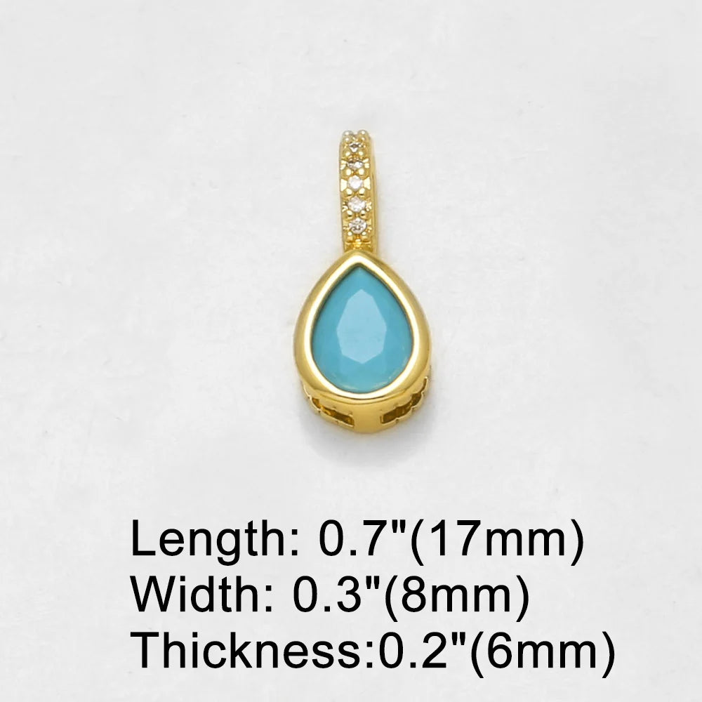 18K Gold Plated Teardrop Zircon Pendant Charms for DIY Jewelry Making Wholesale pdtc056