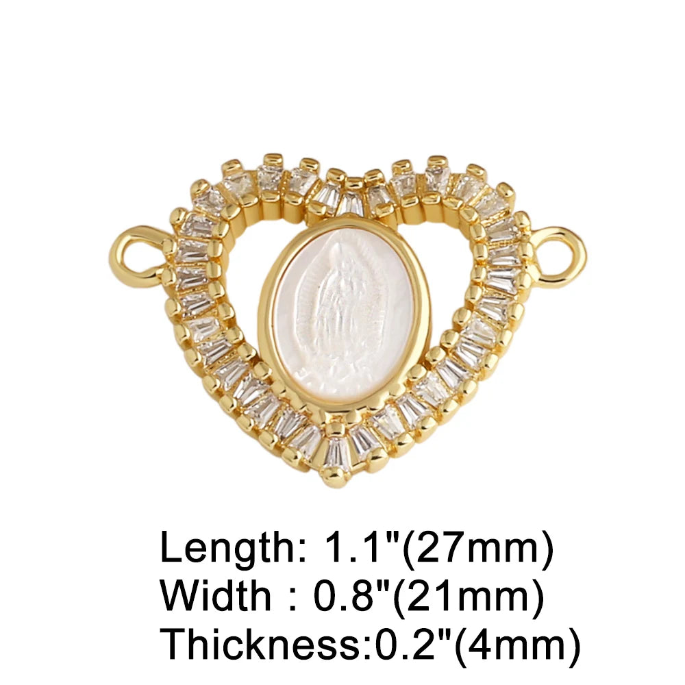 Gold Plated Zircon Virgin Mary Charms for Bracelet Making chma570