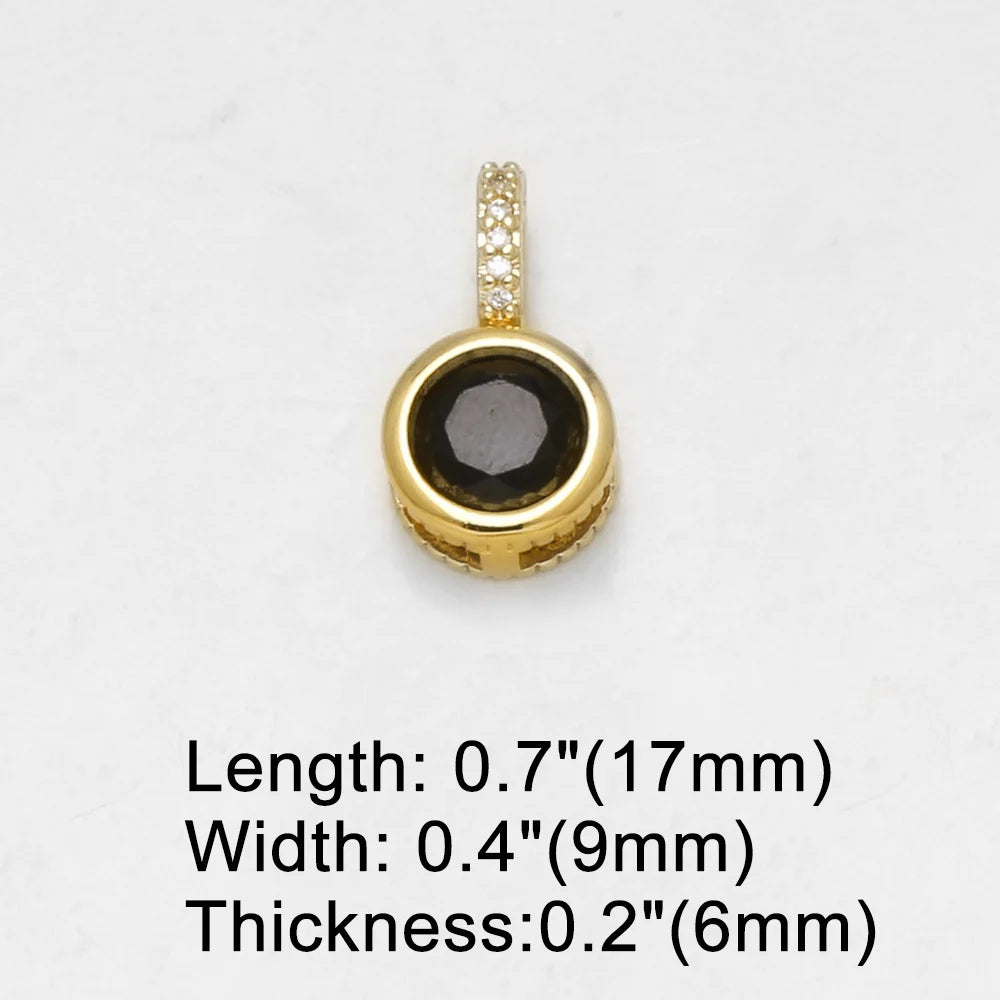 18K Gold Plated Round Cubic Zirconia Pendant Charms for DIY Jewelry Wholesale pdtc057