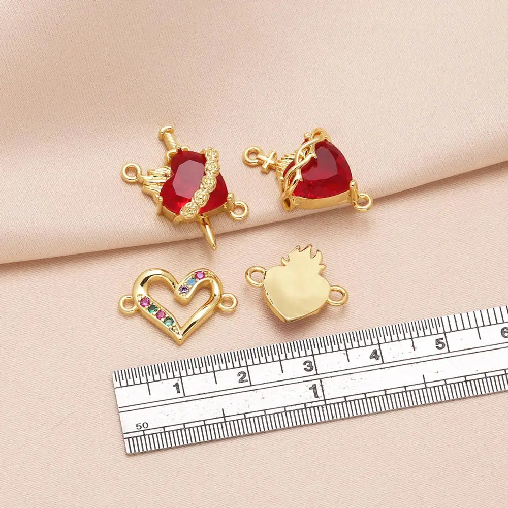 Gold Sacred Heart Charms for Bracelet Making Wholesale chma344