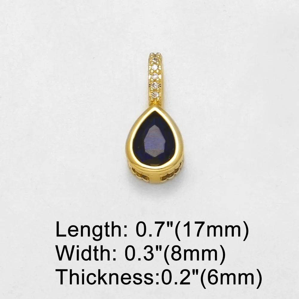 18K Gold Plated Teardrop Zircon Pendant Charms for DIY Jewelry Making Wholesale pdtc056