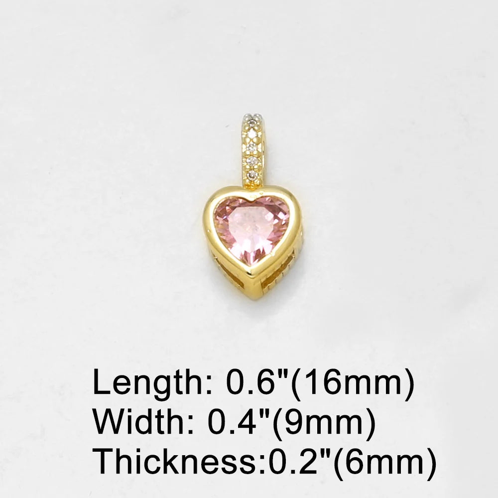 18K Gold Plated Zircon Heart Pendant Charms for DIY Necklace Bracelet Wholesale pdtc058