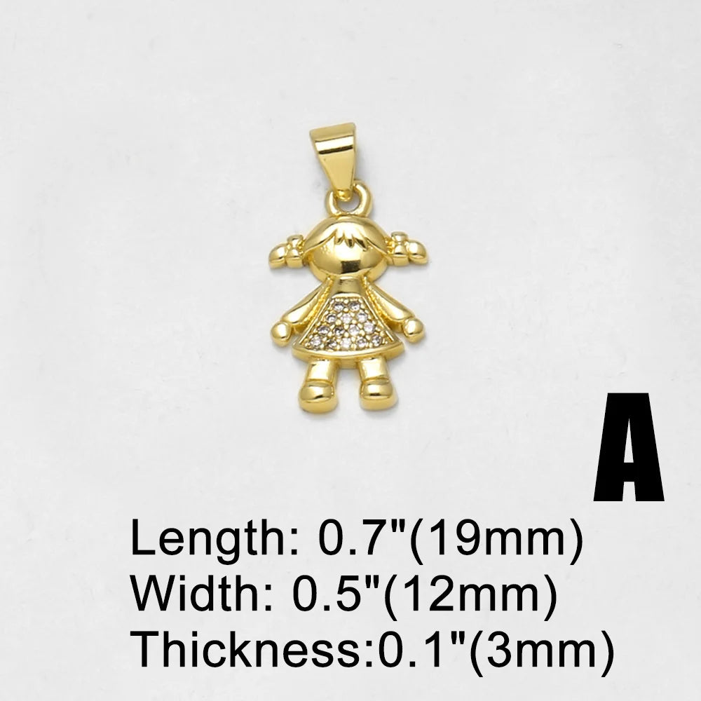 18K Gold Plated Boy Girl Pendant Charms for Couple Jewelry Making Wholesale chma654