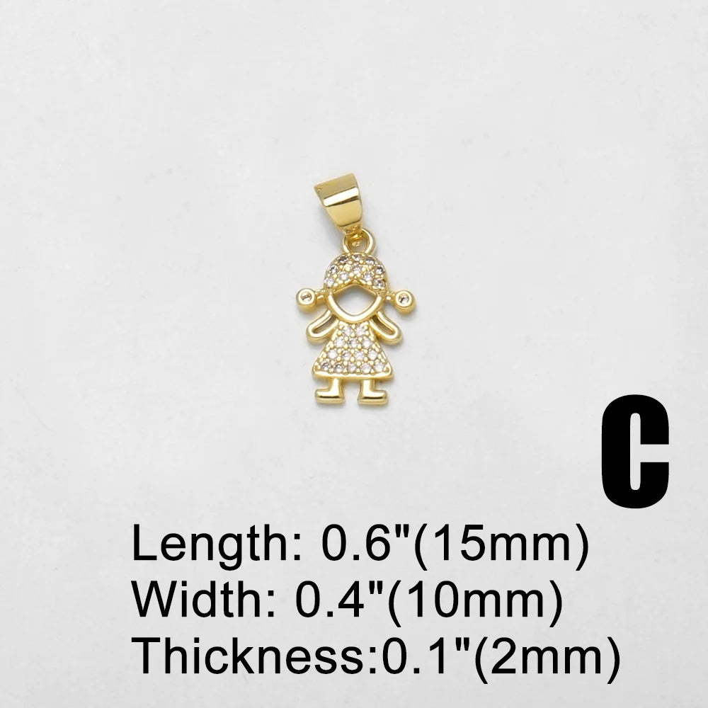 18K Gold Plated Boy Girl Pendant Charms for Couple Jewelry Making Wholesale chma654