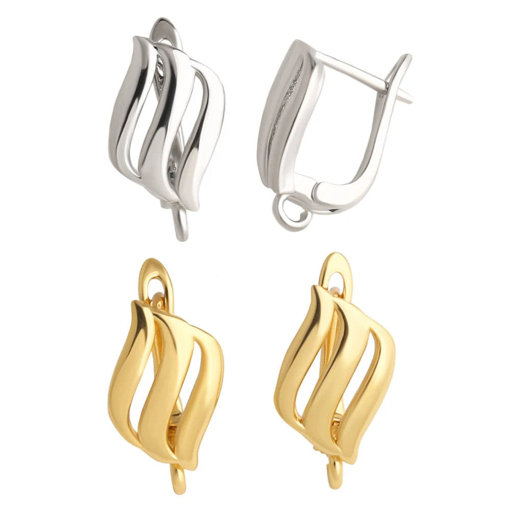 Gold Plated Curved Flame Wave Leverback Earring Findings for DIY Jewelry Wholesale erha137