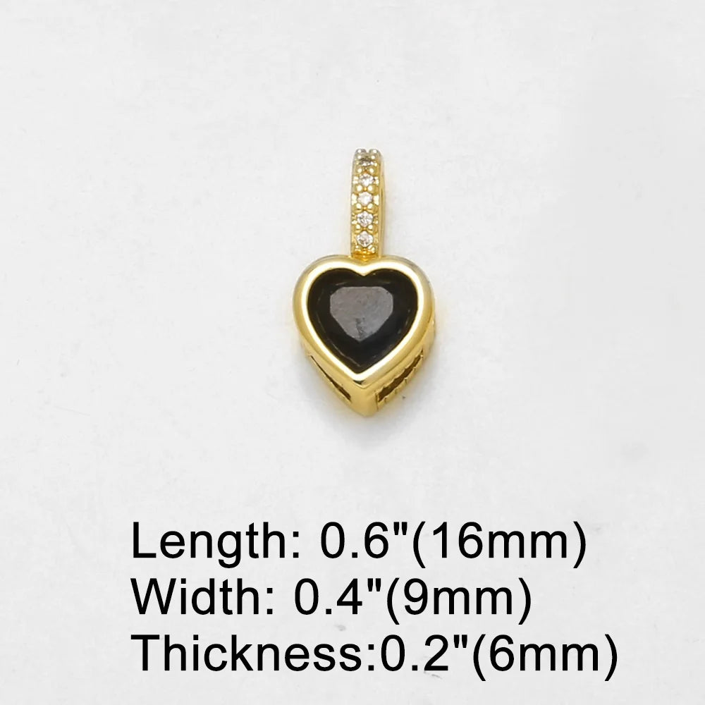 18K Gold Plated Zircon Heart Pendant Charms for DIY Necklace Bracelet Wholesale pdtc058