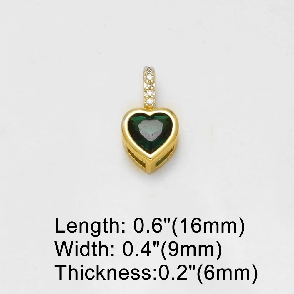 18K Gold Plated Zircon Heart Pendant Charms for DIY Necklace Bracelet Wholesale pdtc058