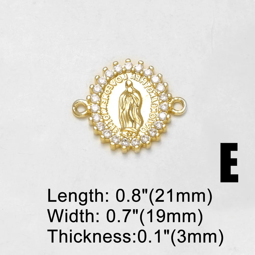 18K Gold Plated Virgin Mary Red Heart Double Loop Bracelet Charms Wholesale chma675