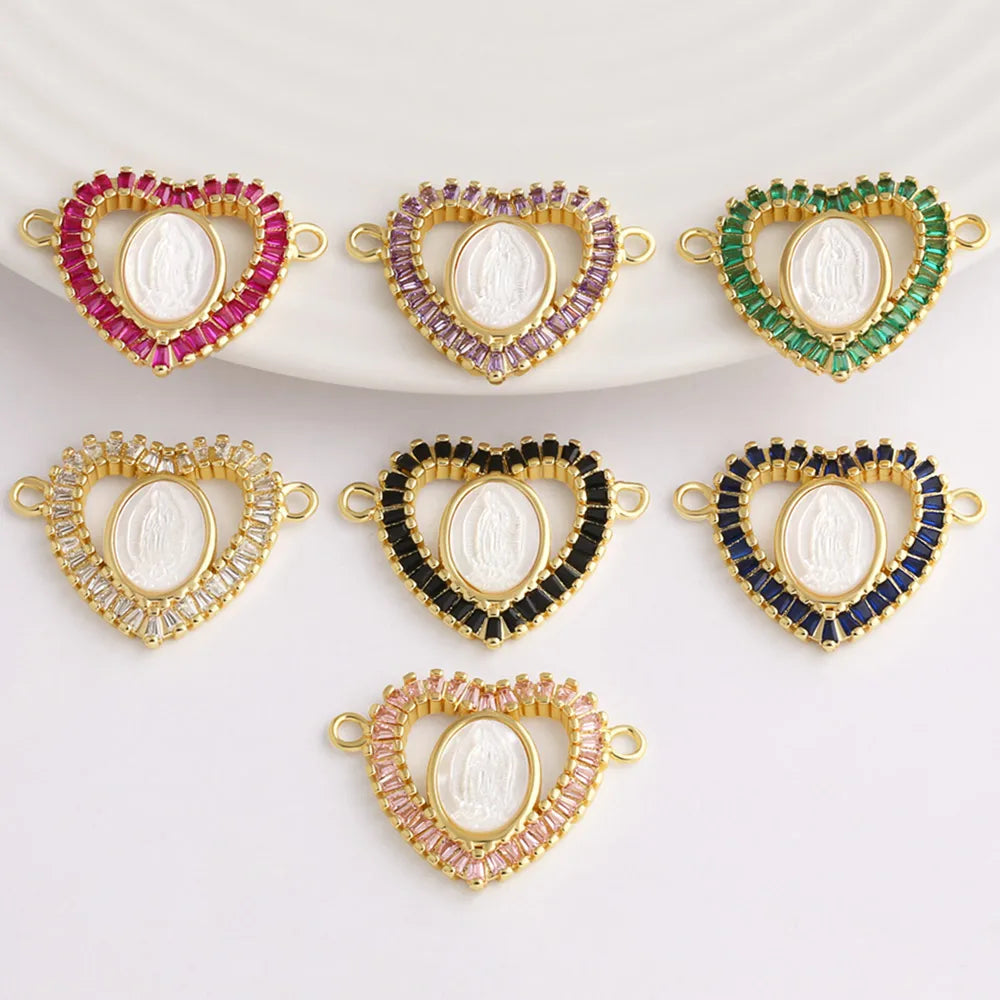 Gold Plated Zircon Virgin Mary Charms for Bracelet Making chma570