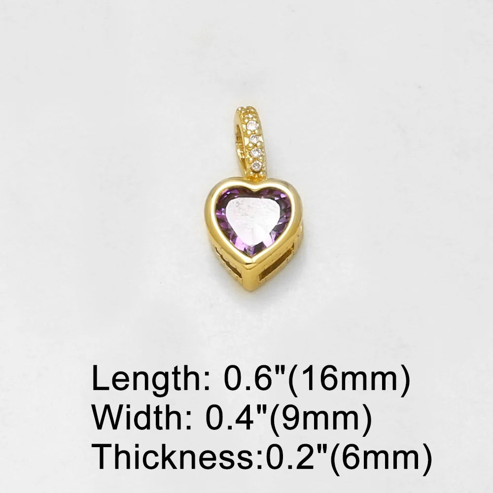 18K Gold Plated Zircon Heart Pendant Charms for DIY Necklace Bracelet Wholesale pdtc058