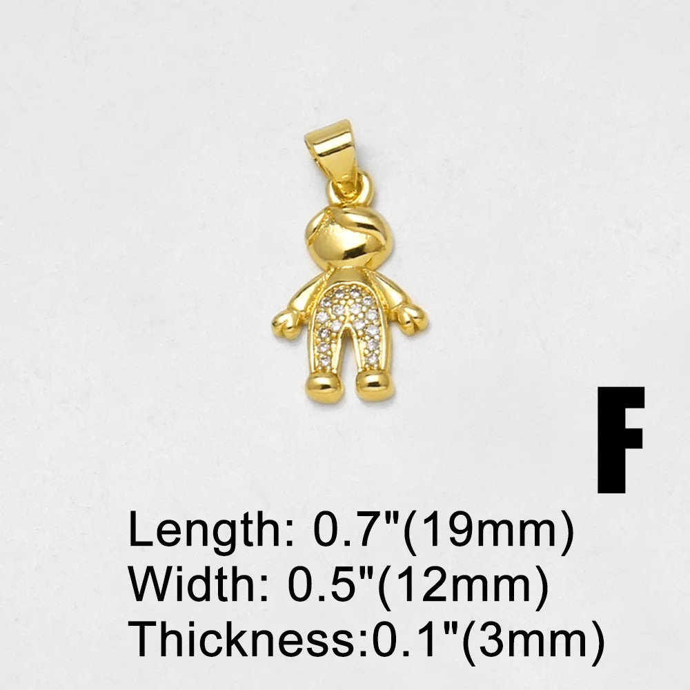 18K Gold Plated Boy Girl Pendant Charms for Couple Jewelry Making Wholesale chma654
